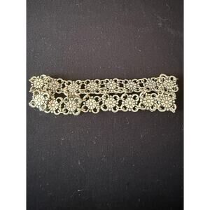 Antique Silver Chain Link Boho-style Floral Design Bracelet